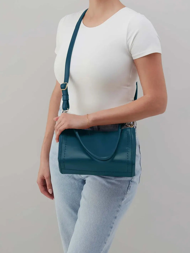 HOBO Seneca Shoulder Crossbody Polished Leather Wild Bluegrass