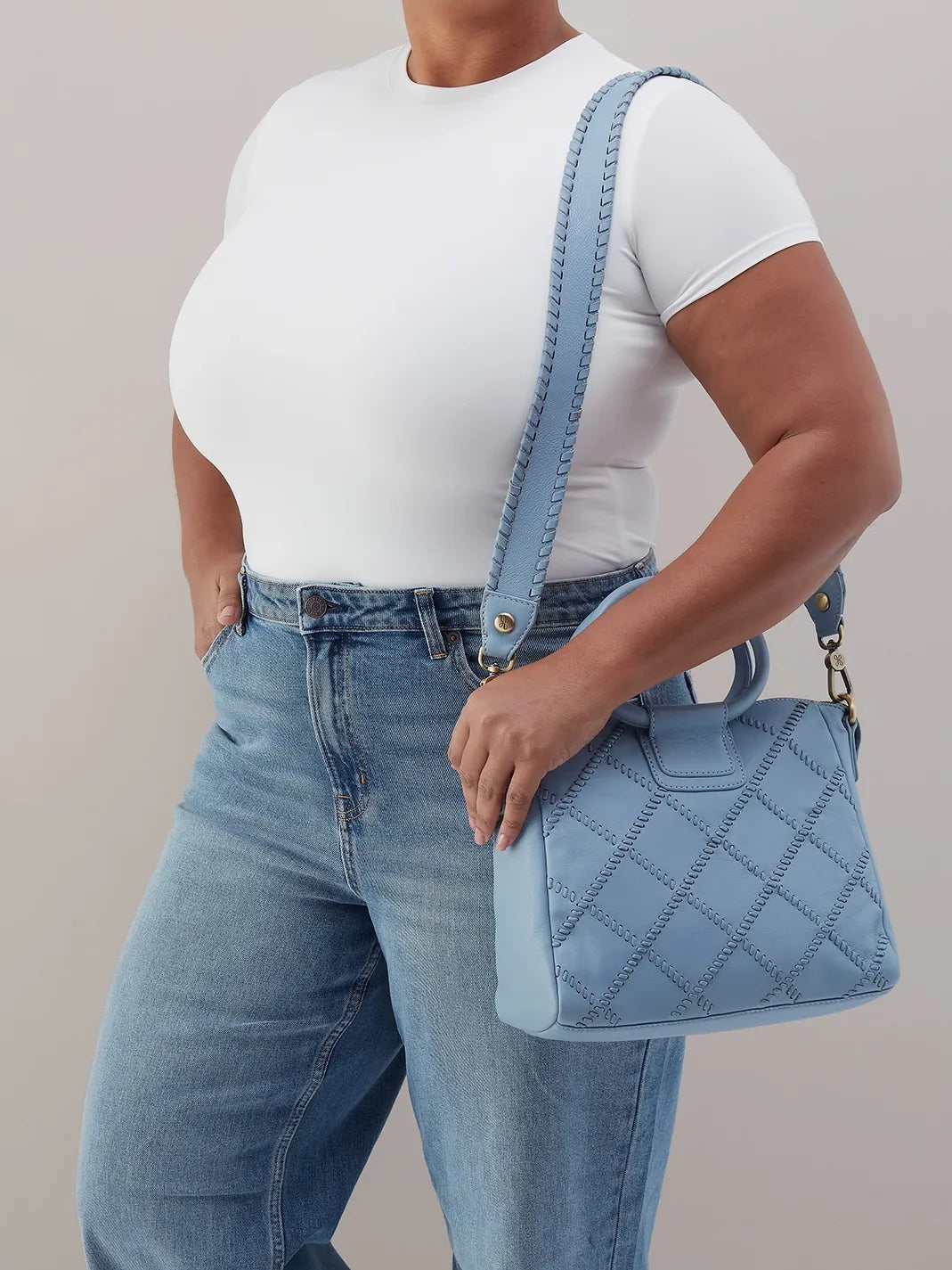 HOBO Sheila Medium Satchel Bluebell Cloud Leather