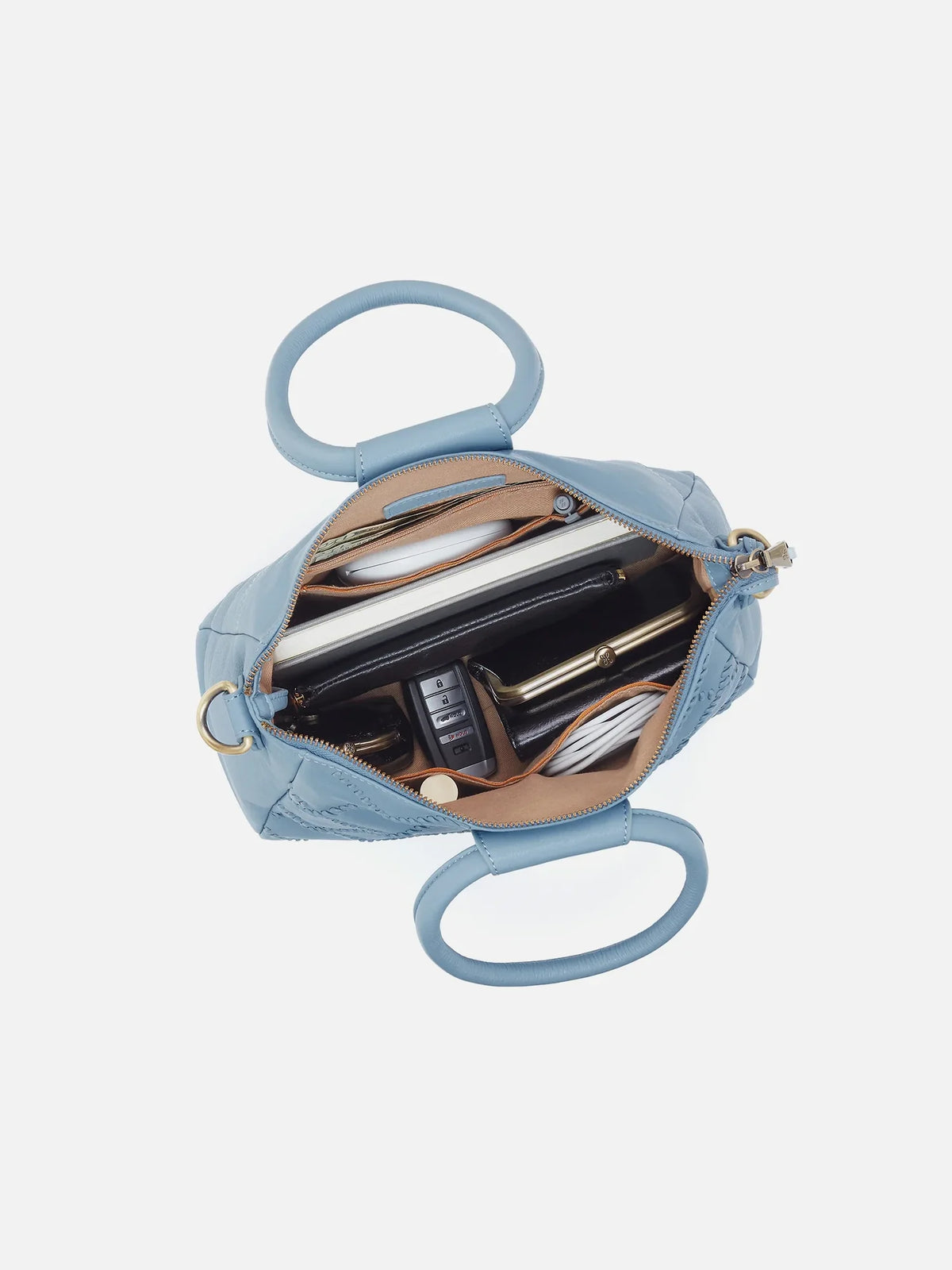 HOBO Sheila Medium Satchel Bluebell Cloud Leather