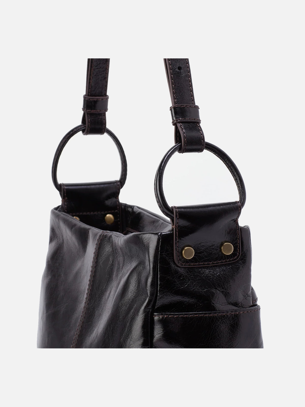 hobo sheila crossbody bag in black polished leather