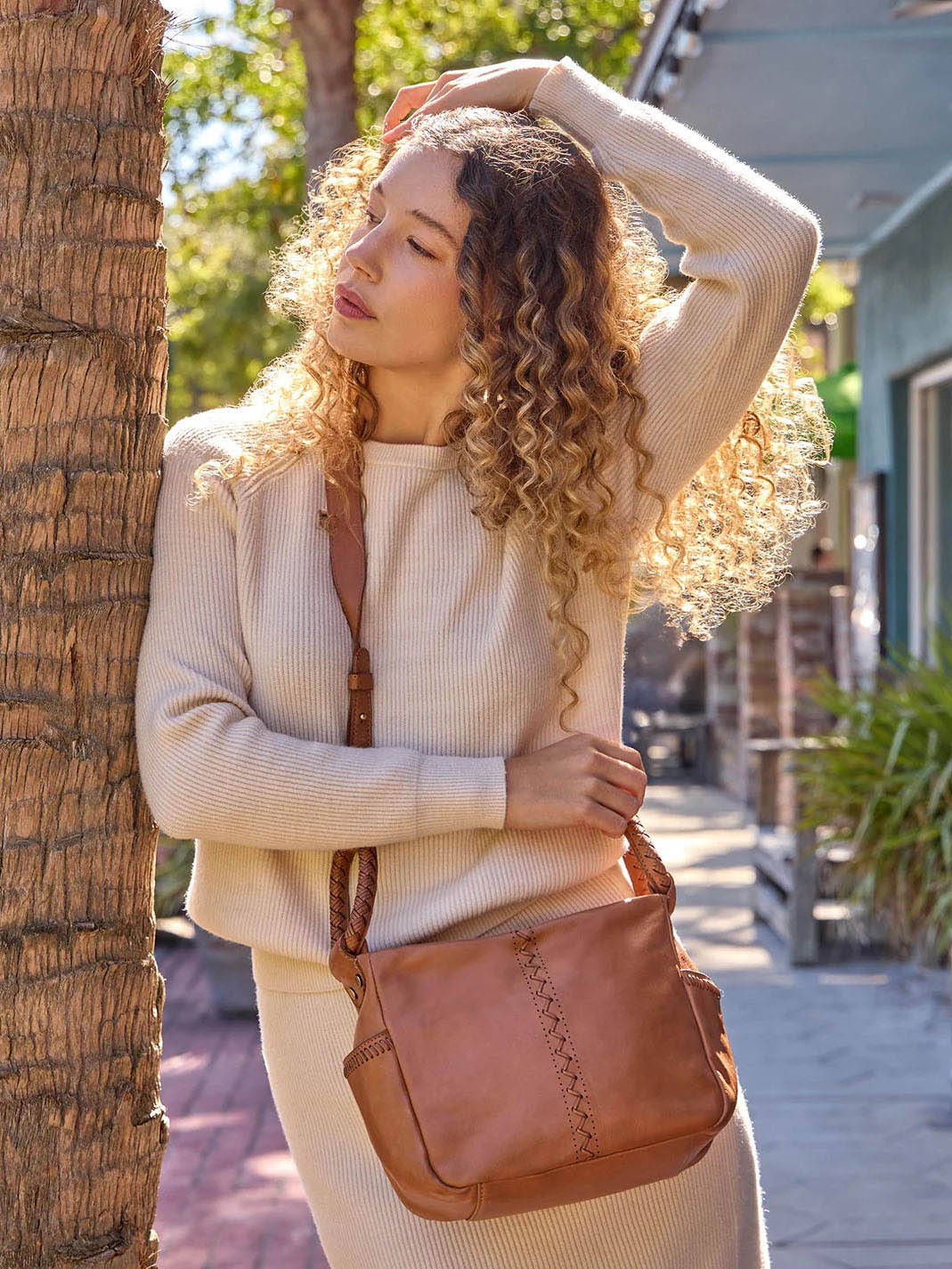 HOBO Shelia Washed Leather Crossbody in Harvest Wheat