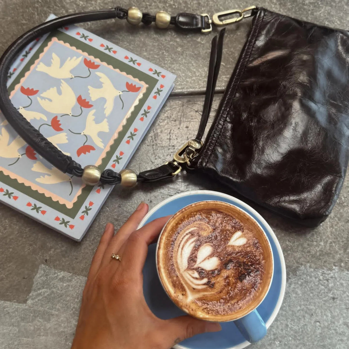 HOBO Tamborine Polished Leather Bag Strap Black