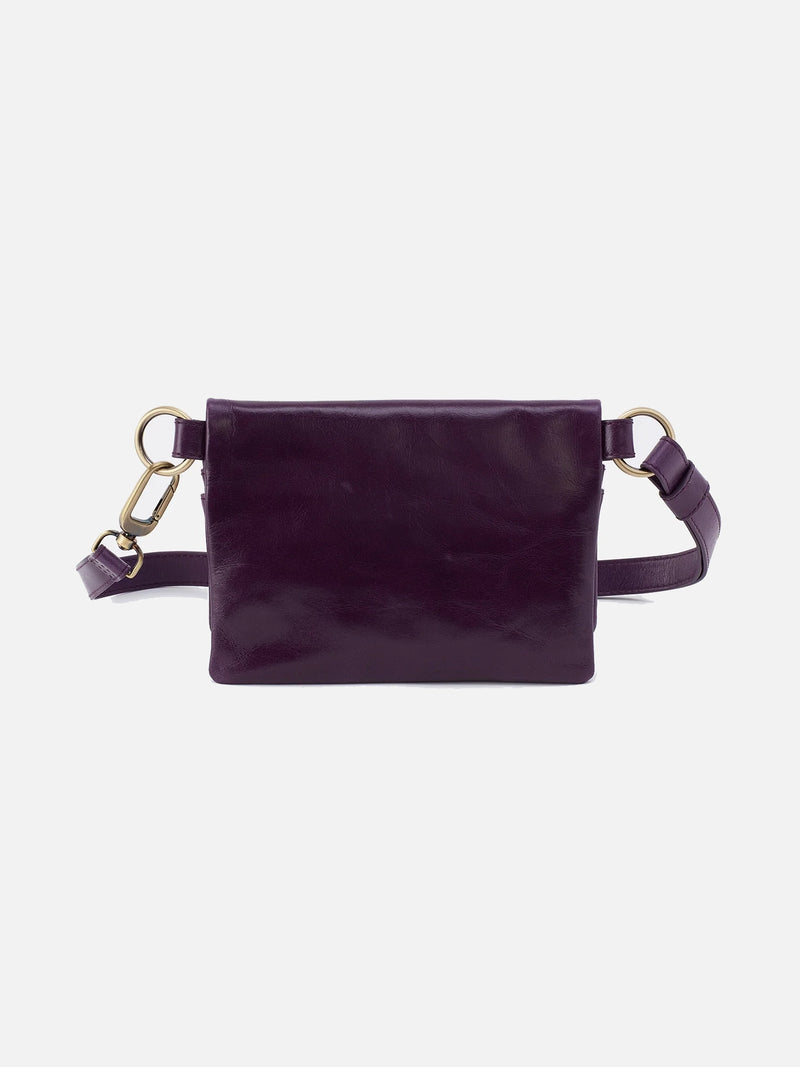hobo winn belt bag in deep purple polished leather