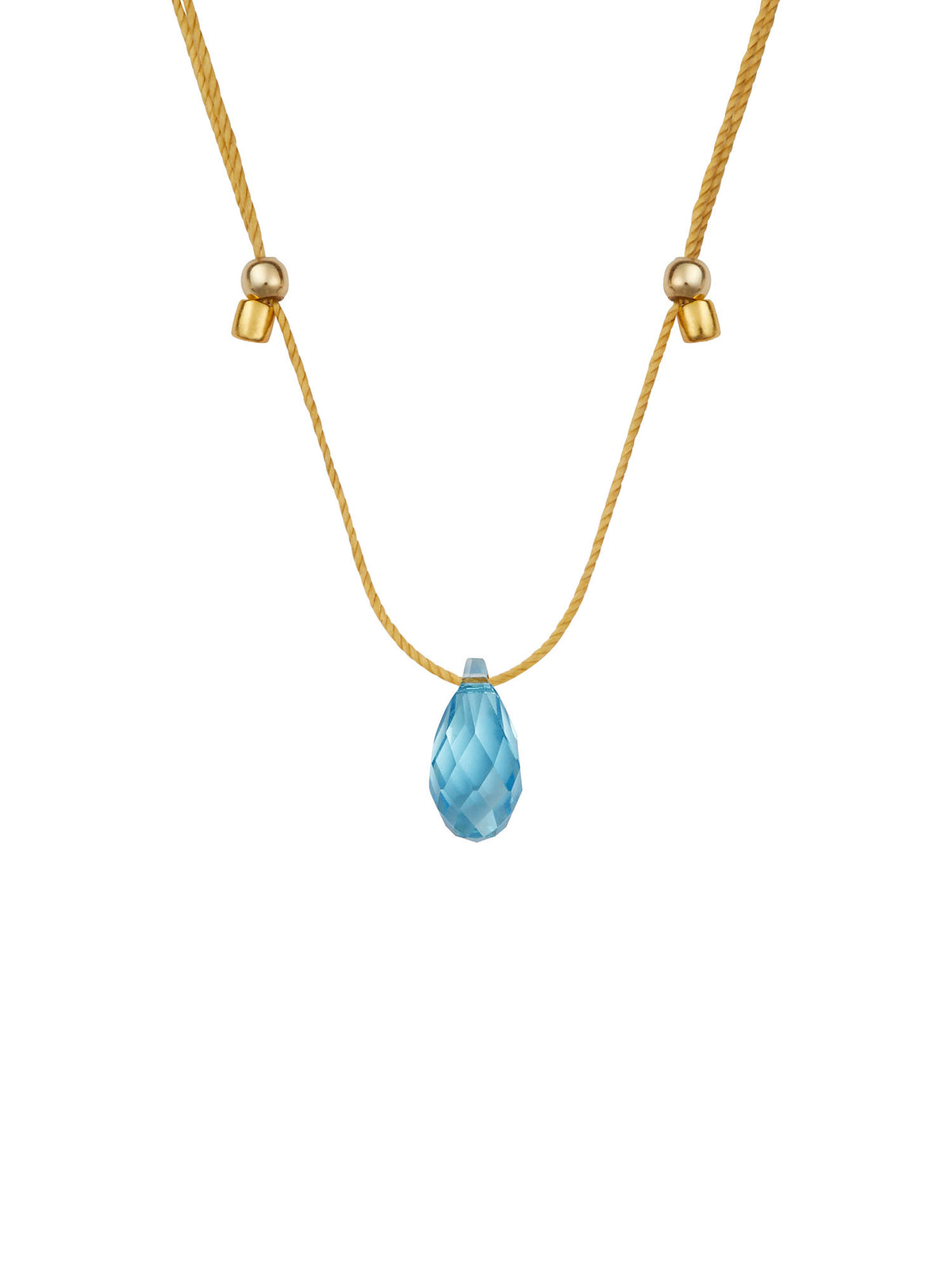 &Livy HyeVibe collection light prism crystal slide necklace with aqua stone in 14k gold fill