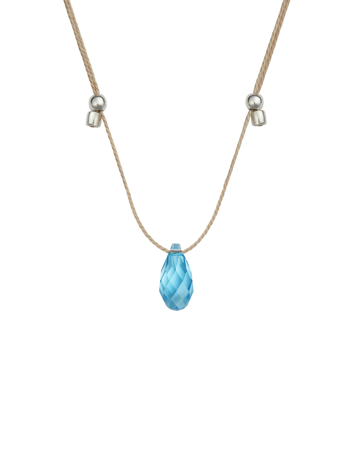 &Livy HyeVibe collection light prism crystal slide necklace with aqua stone in sterling silver