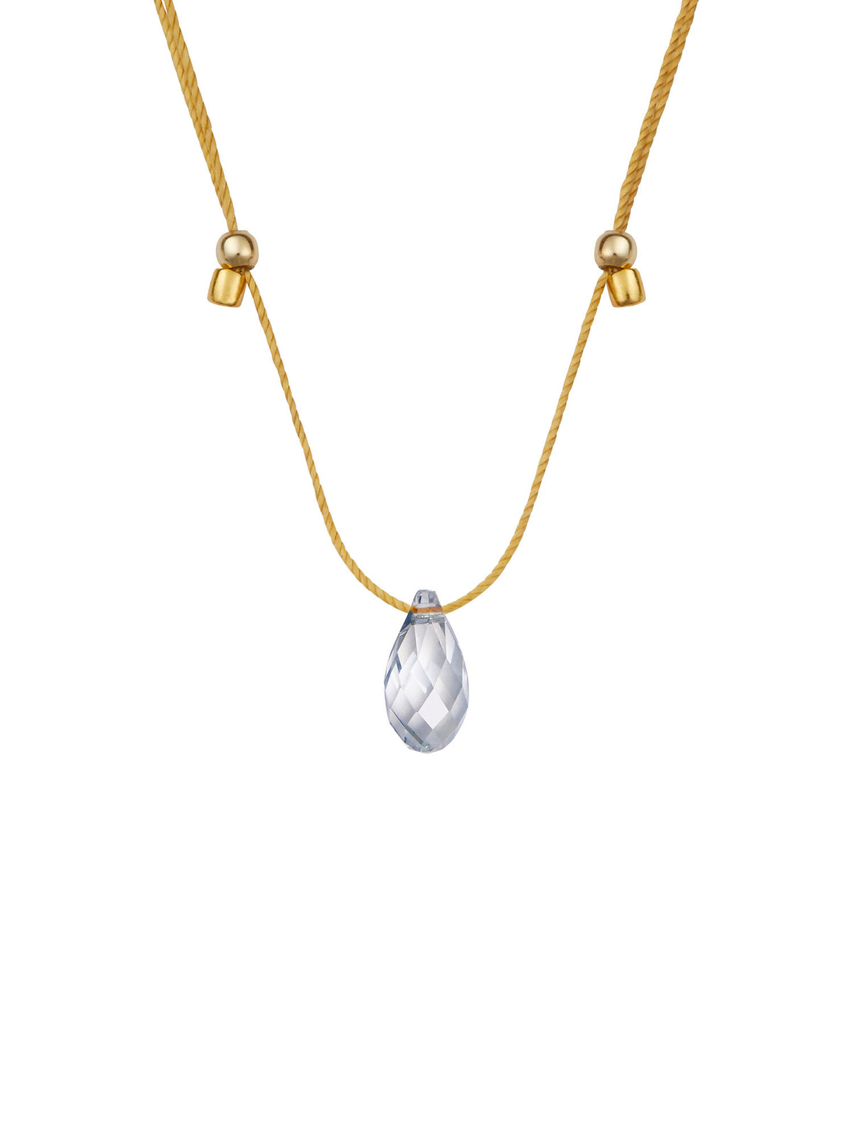 &Livy HyeVibe collection light prism crystal slide necklace with blue shade stone in 14k gold fill