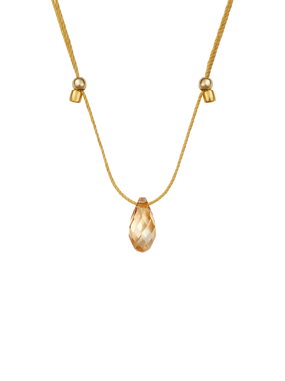 &Livy HyeVibe collection light prism crystal slide necklace with gold shade stone in 14k gold fill