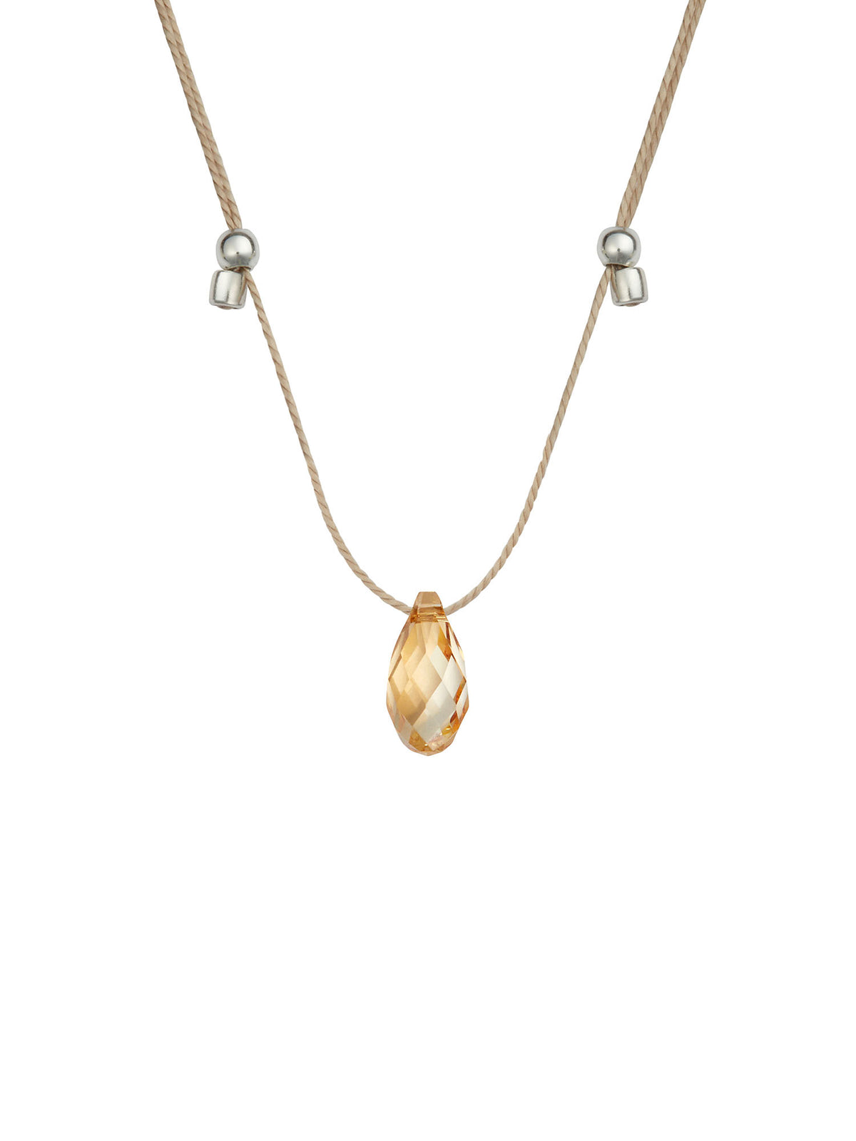 &Livy HyeVibe collection light prism crystal slide necklace with gold shade stone in sterling silver