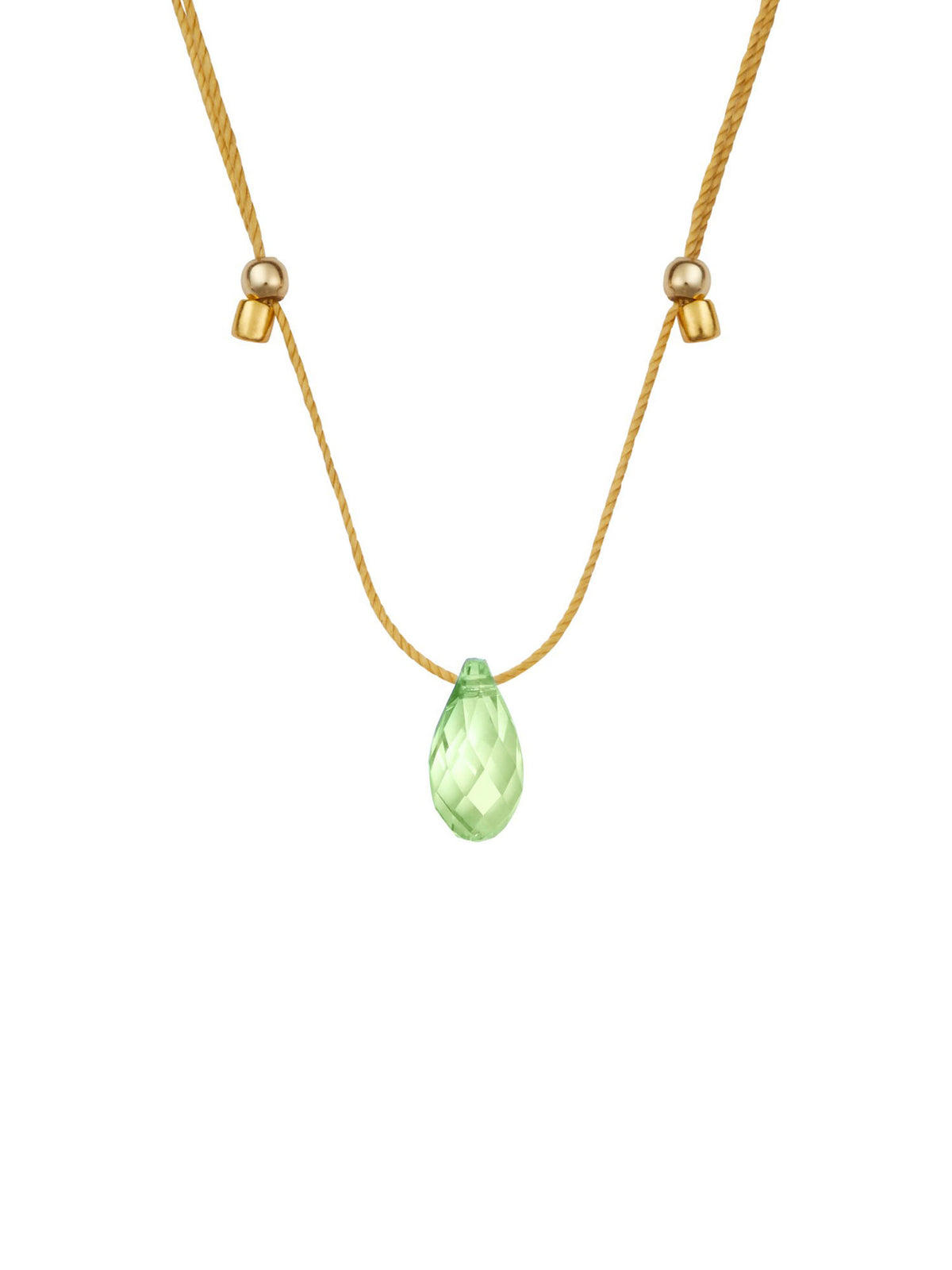 &Livy HyeVibe collection light prism crystal slide necklace with green opal stone in 14k gold fill