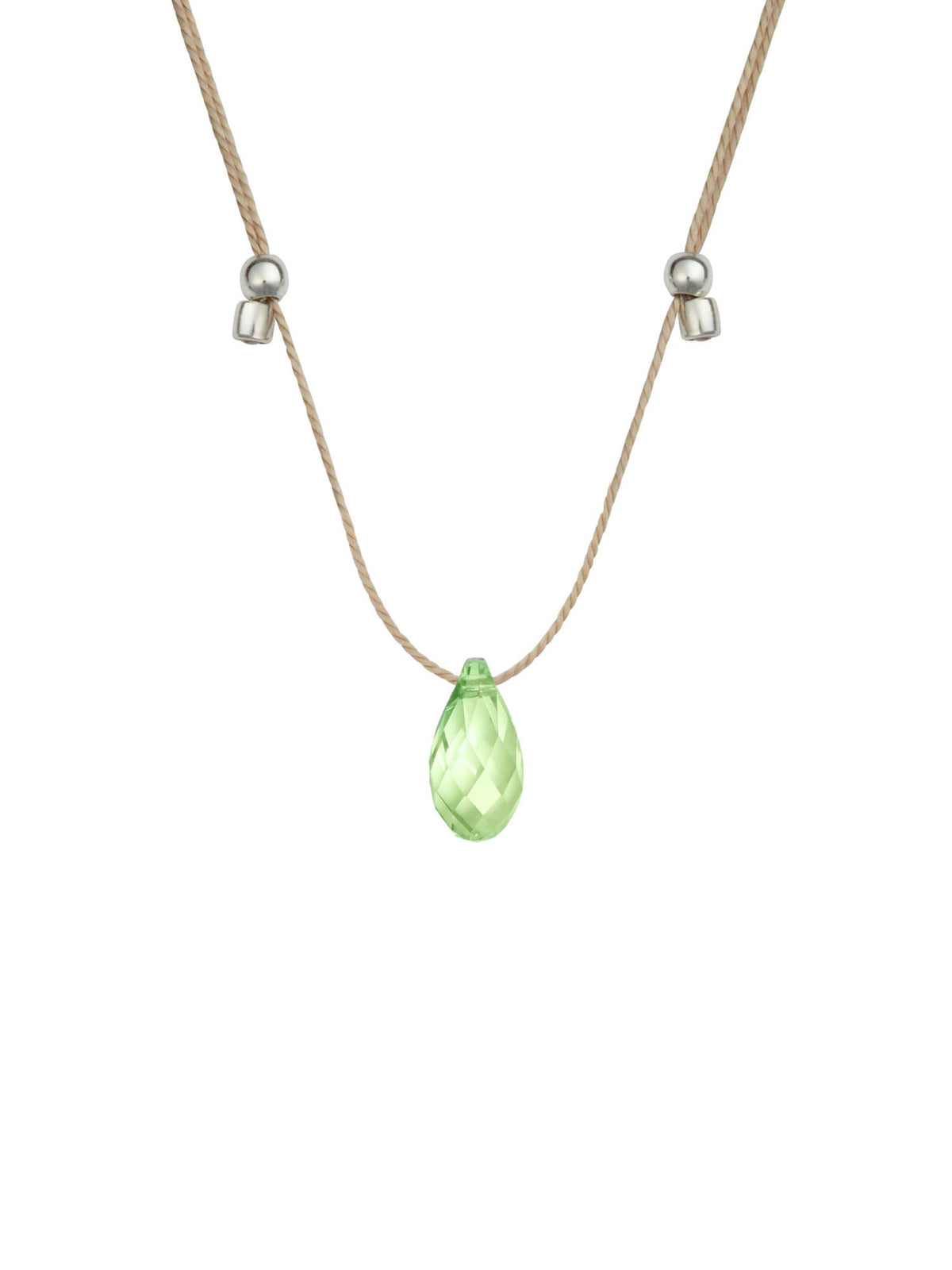 &Livy HyeVibe collection light prism crystal slide necklace with green opal stone in sterling silver