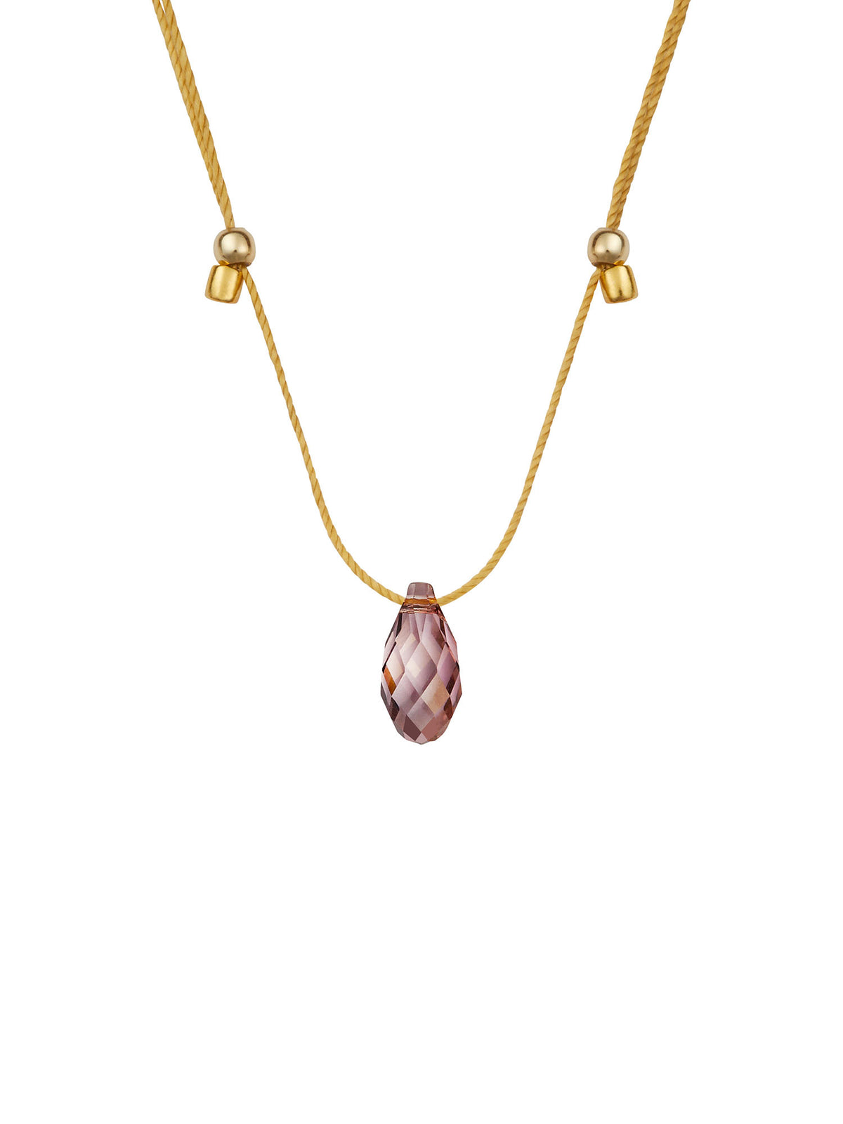 &Livy HyeVibe collection light prism crystal slide necklace with iris stone in 14k gold fill