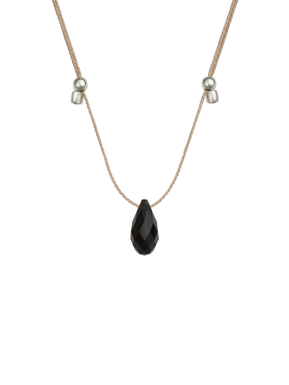 &Livy HyeVibe collection light prism crystal slide necklace with jet stone in sterling silver