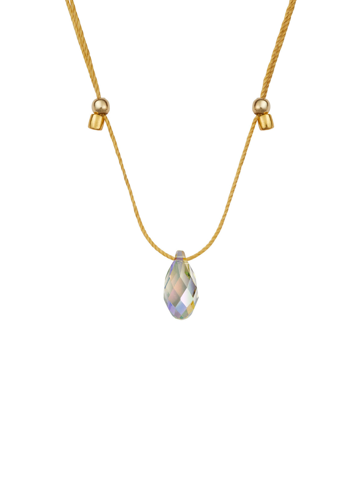 &Livy HyeVibe collection light prism crystal slide necklace with paradise stone in 14k gold fill