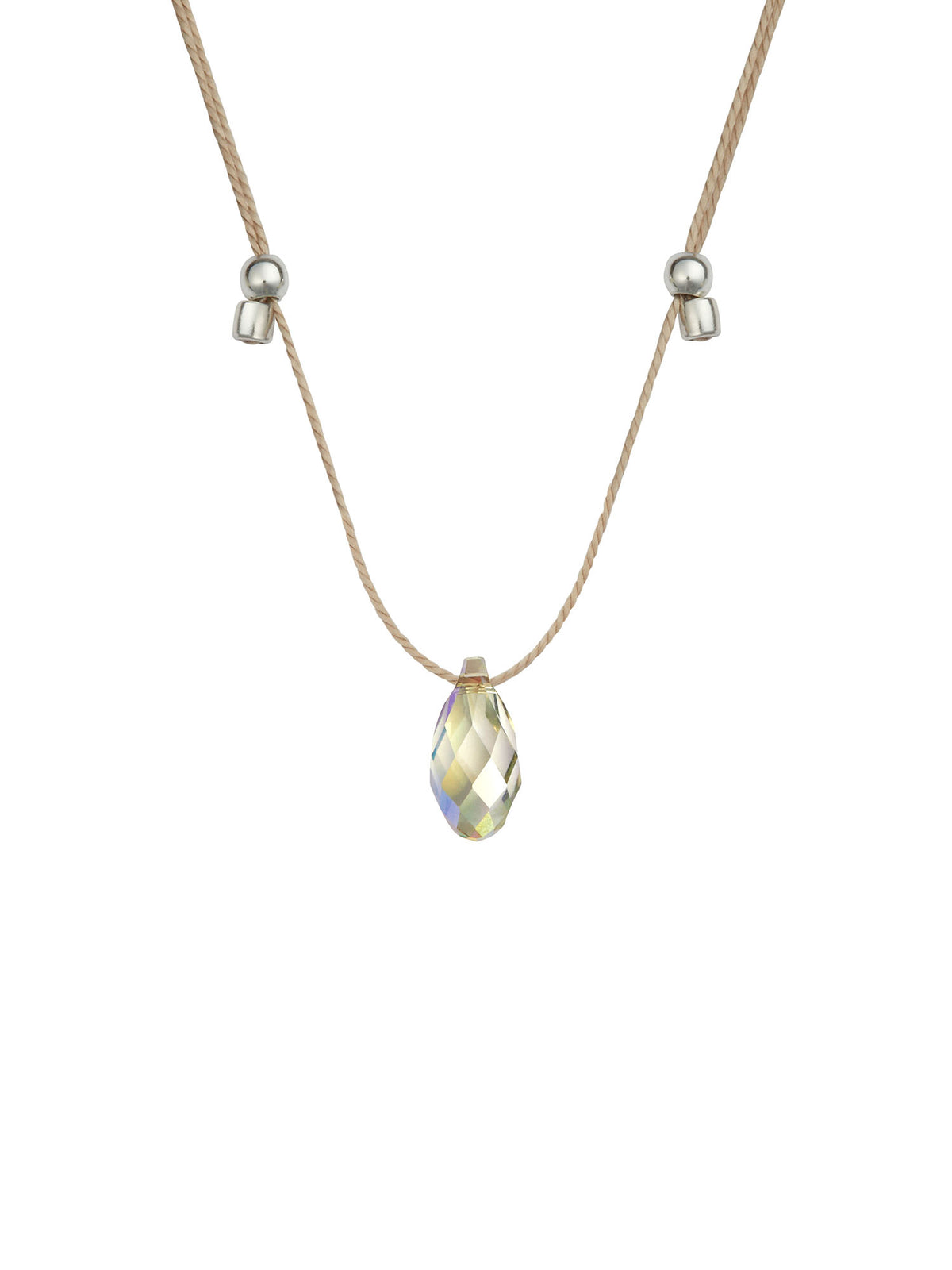 &Livy HyeVibe collection light prism crystal slide necklace with paradise stone in sterling silver