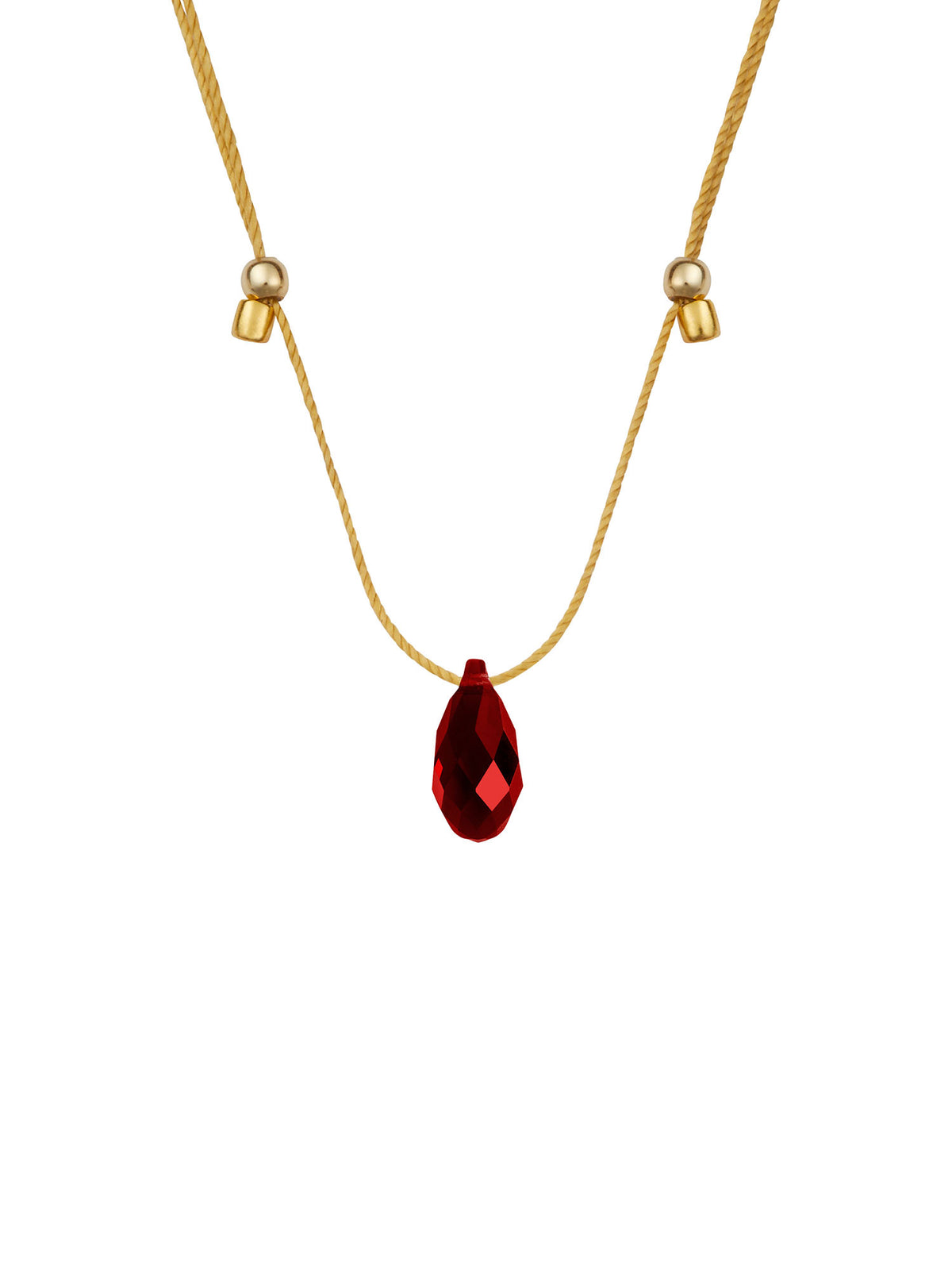 &Livy HyeVibe collection light prism crystal slide necklace with siam stone in 14k gold fill