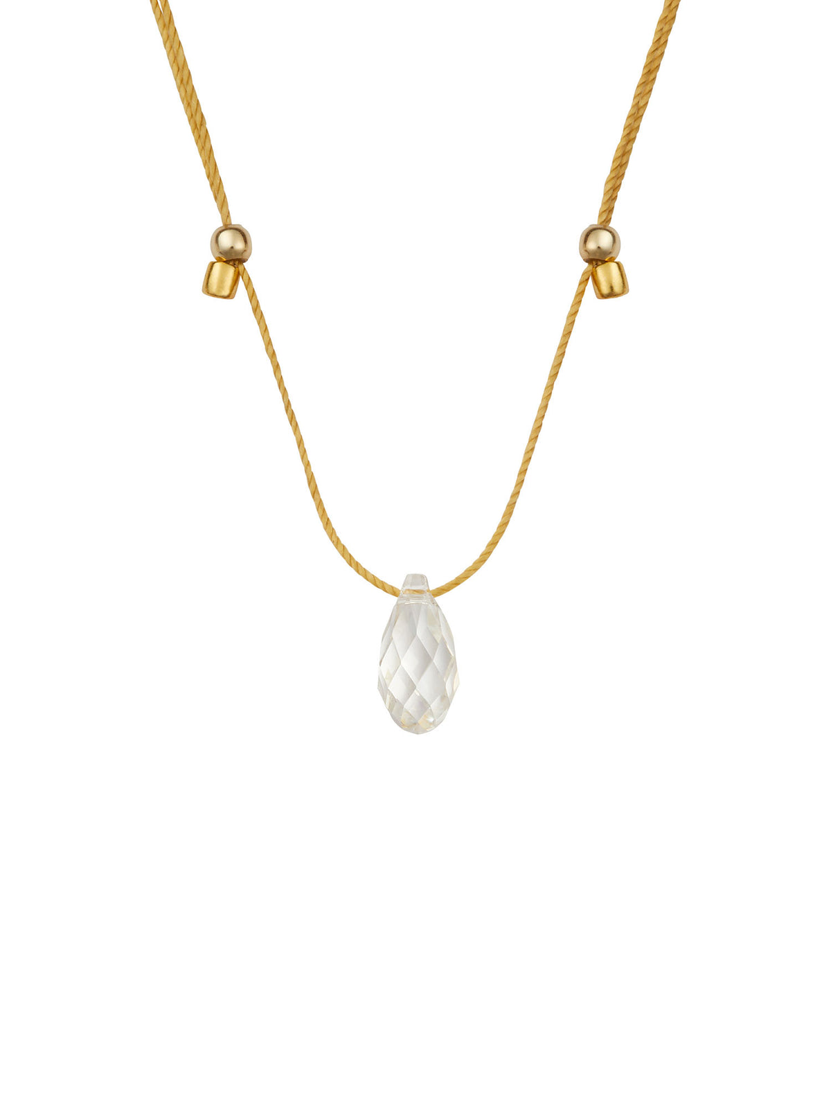 &Livy HyeVibe collection light prism crystal slide necklace with silver shade stone in 14k gold fill