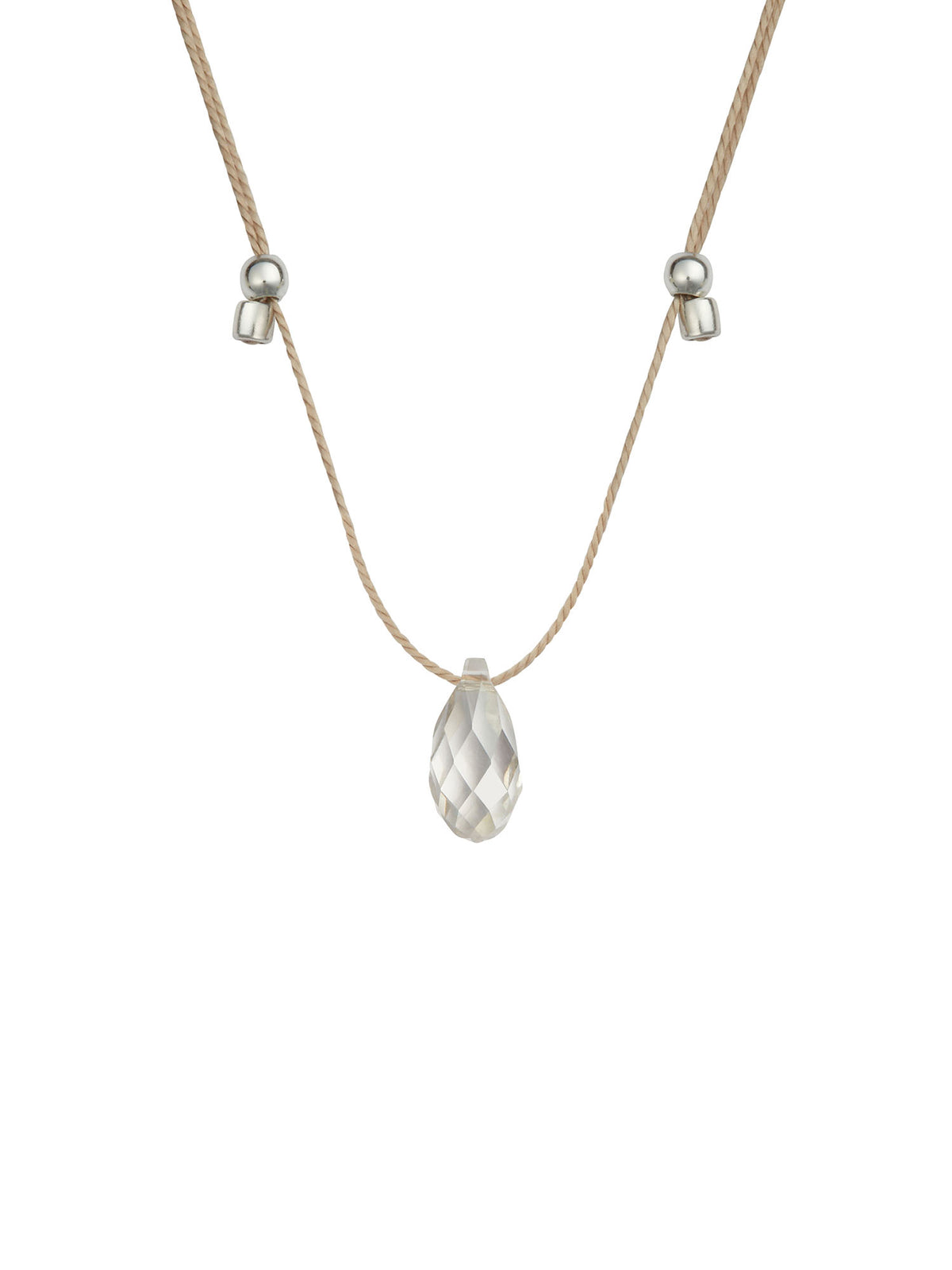 &Livy HyeVibe collection light prism crystal slide necklace with silver shade stone in sterling silver