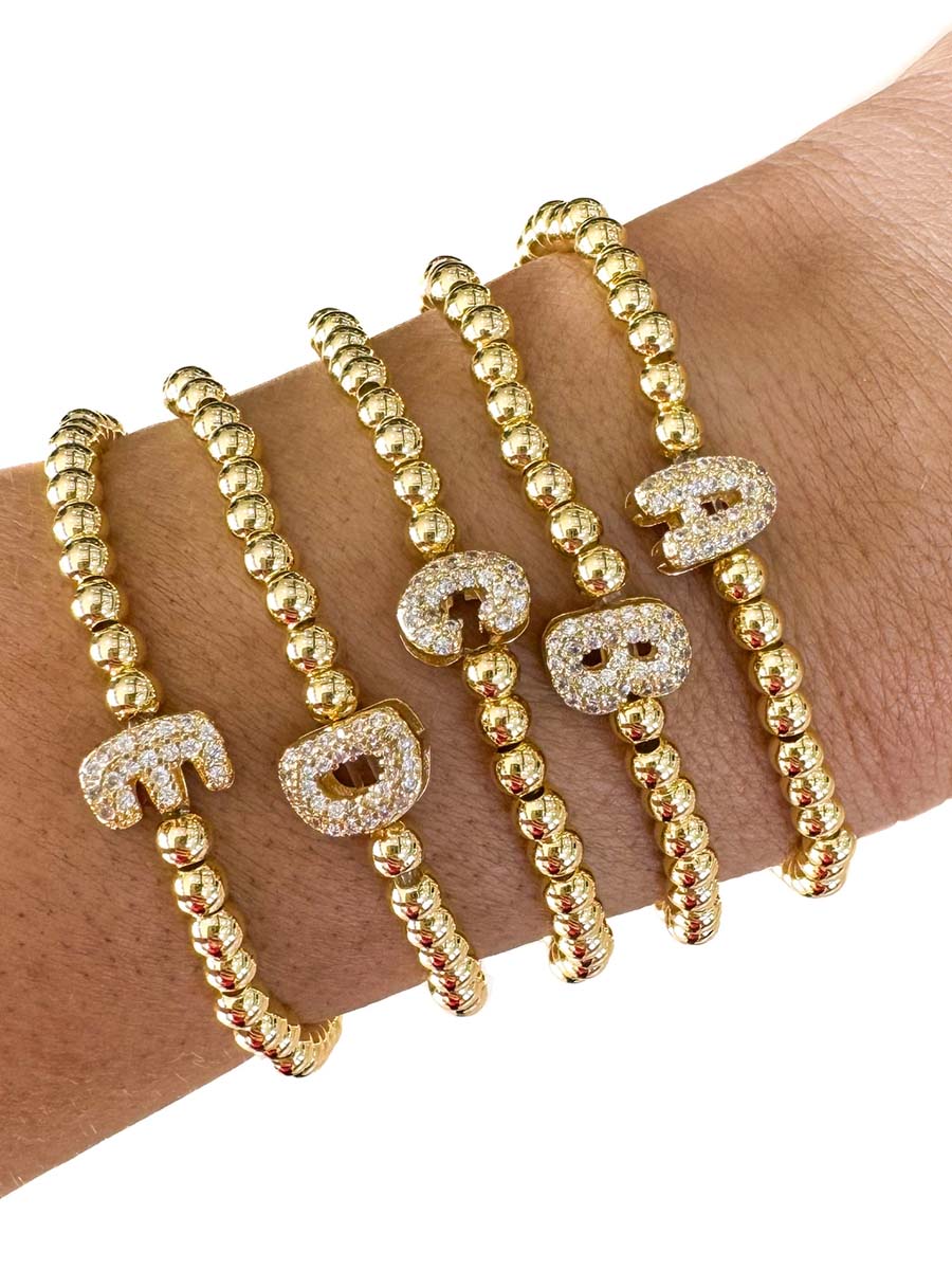 Bubble Letter Initial Bracelet