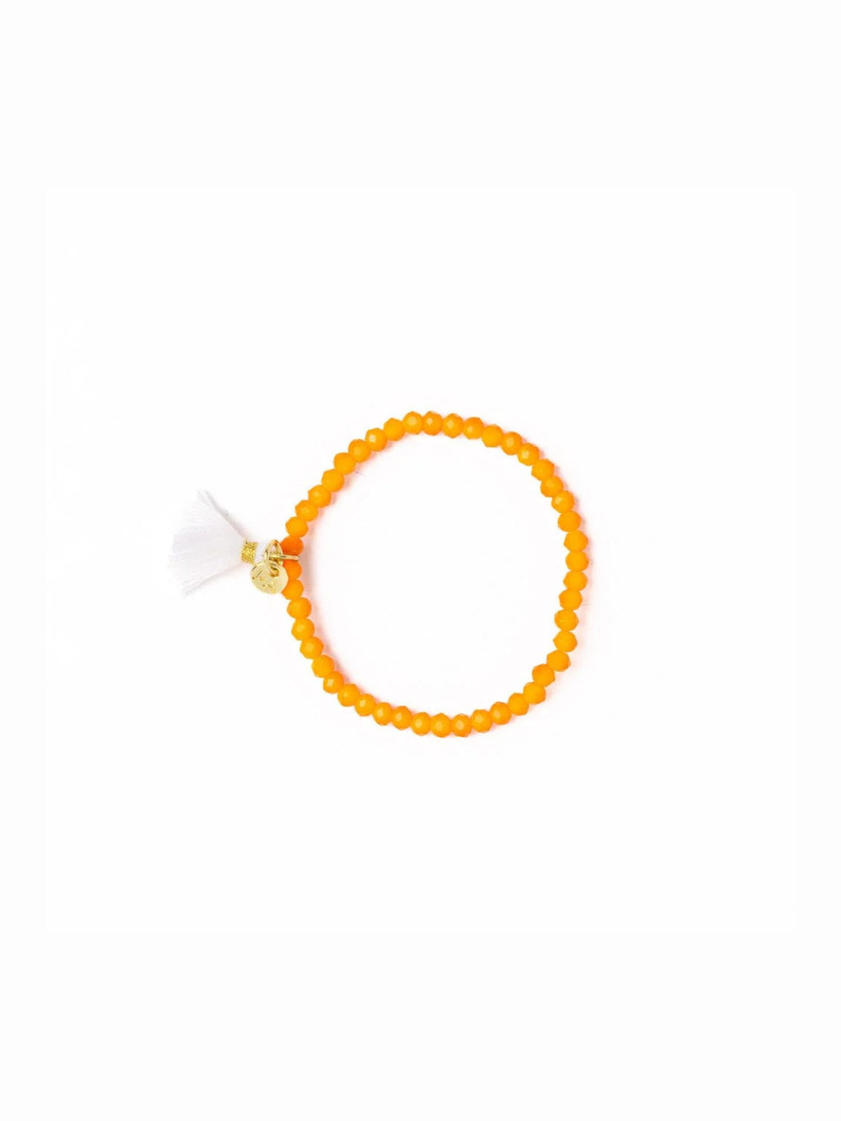 Game Day Crystal Stretch Bracelet with Tassel Orange & White