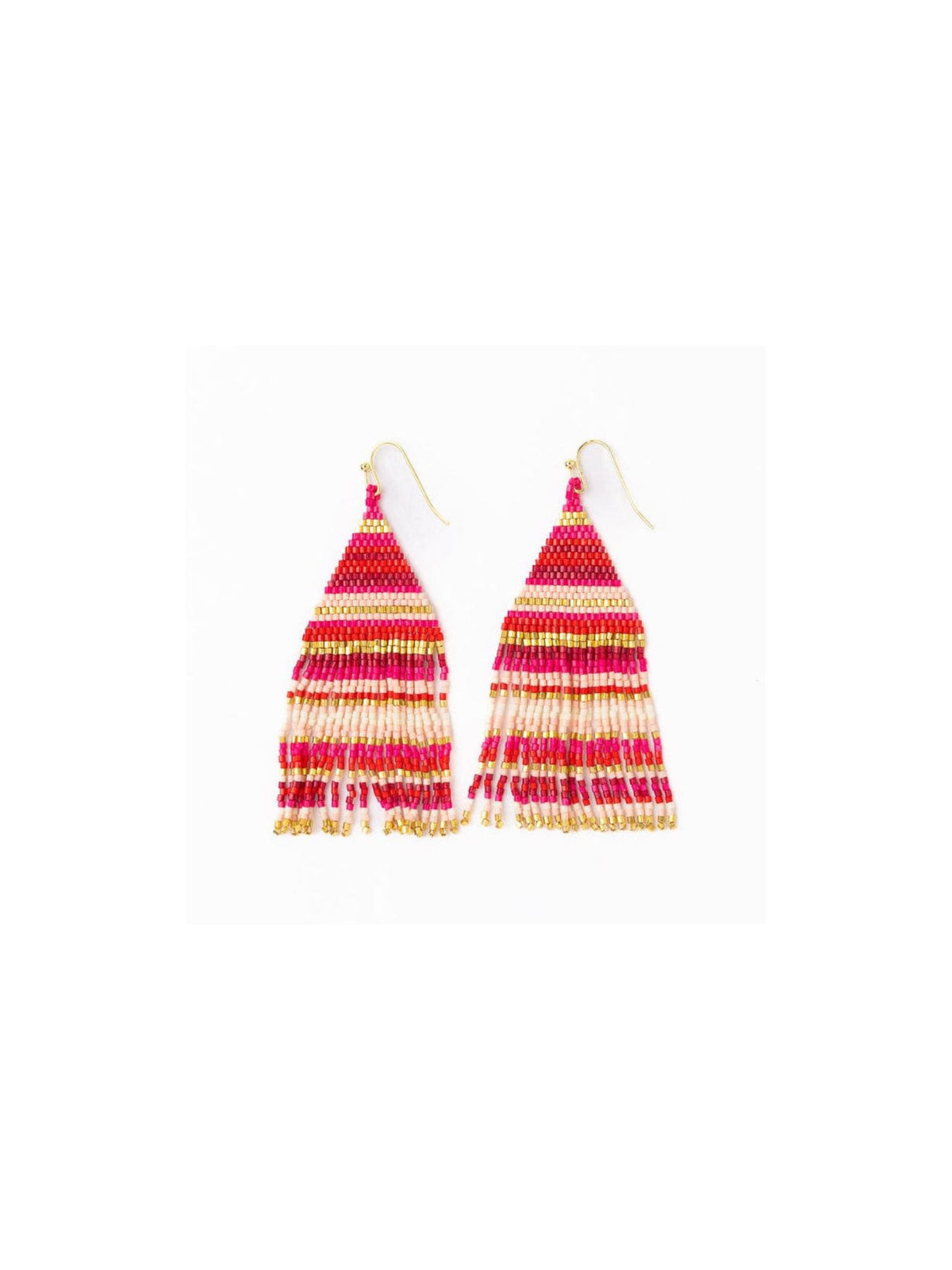 Lexie Horizontal Stripes Beaded Fringe Earrings