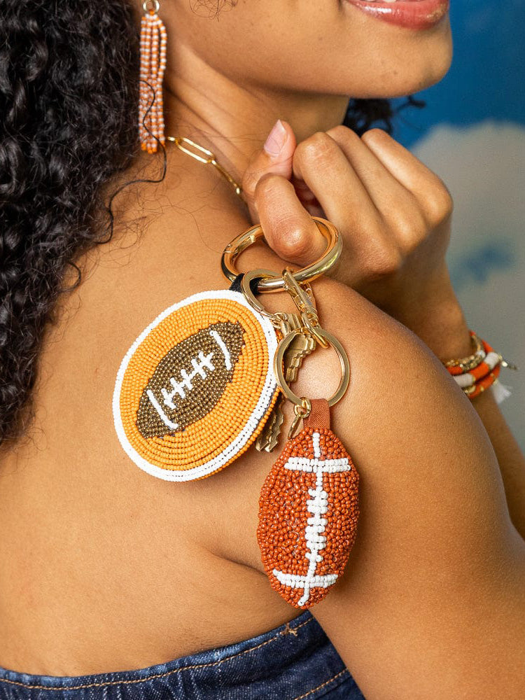 Ink & Alloy Gameday Football Beaded Bag Charm Orange & White University of Tennessee Volunteers