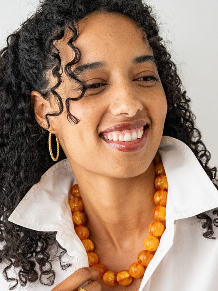 Ink & Alloy Iris Large Resin Bead Necklace Amber