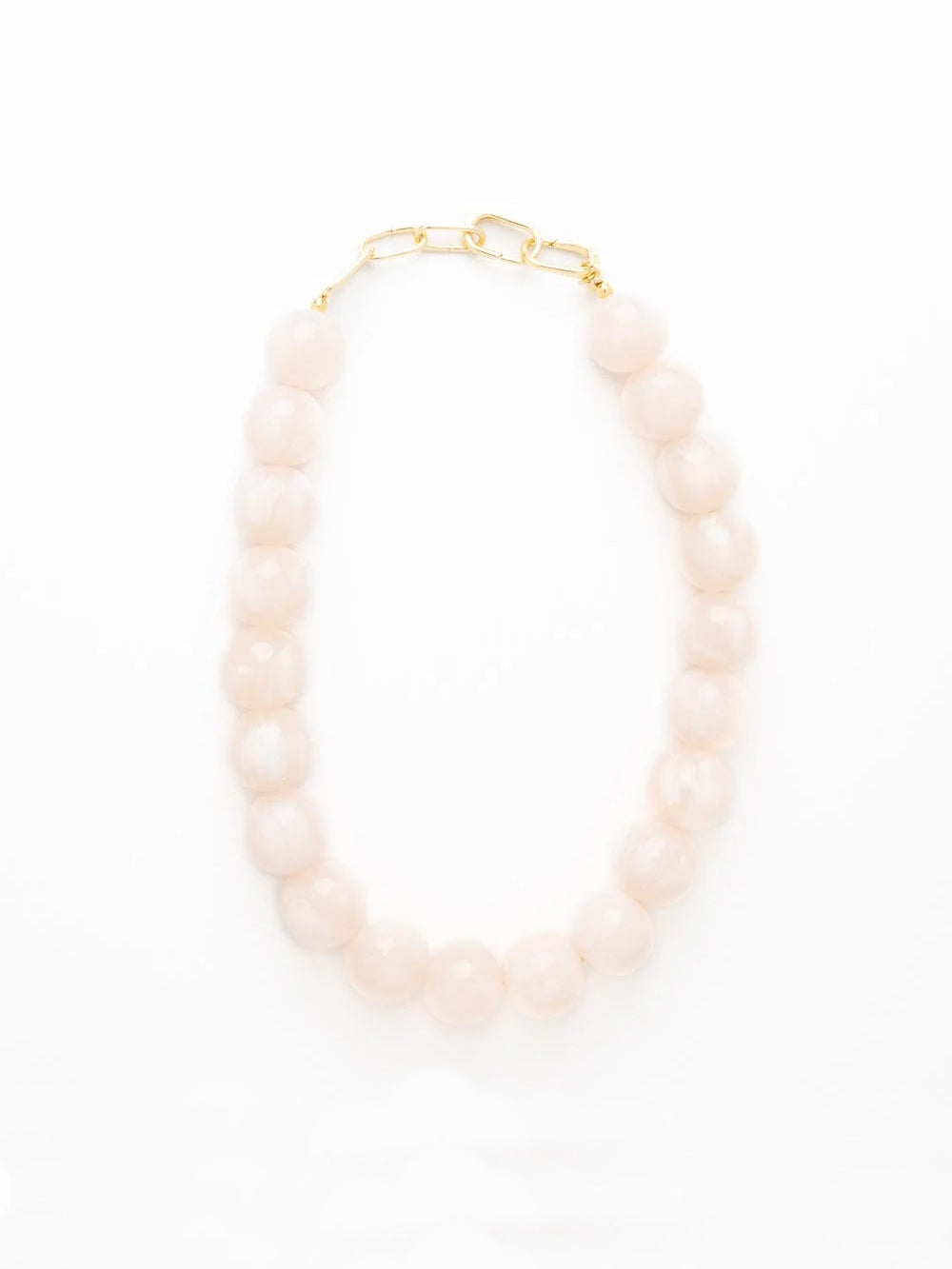 Ink & Alloy Iris Large Resin Bead Necklace Milky White