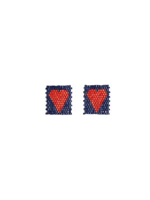 Kallie Heart Rectangle Post Earrings