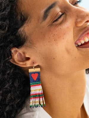 Lauren Stripe Heart Beaded Earrings