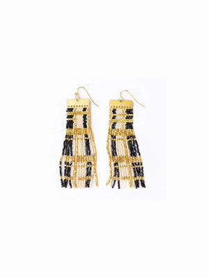 McKenzie Brass Bar Long Fringe Earrings