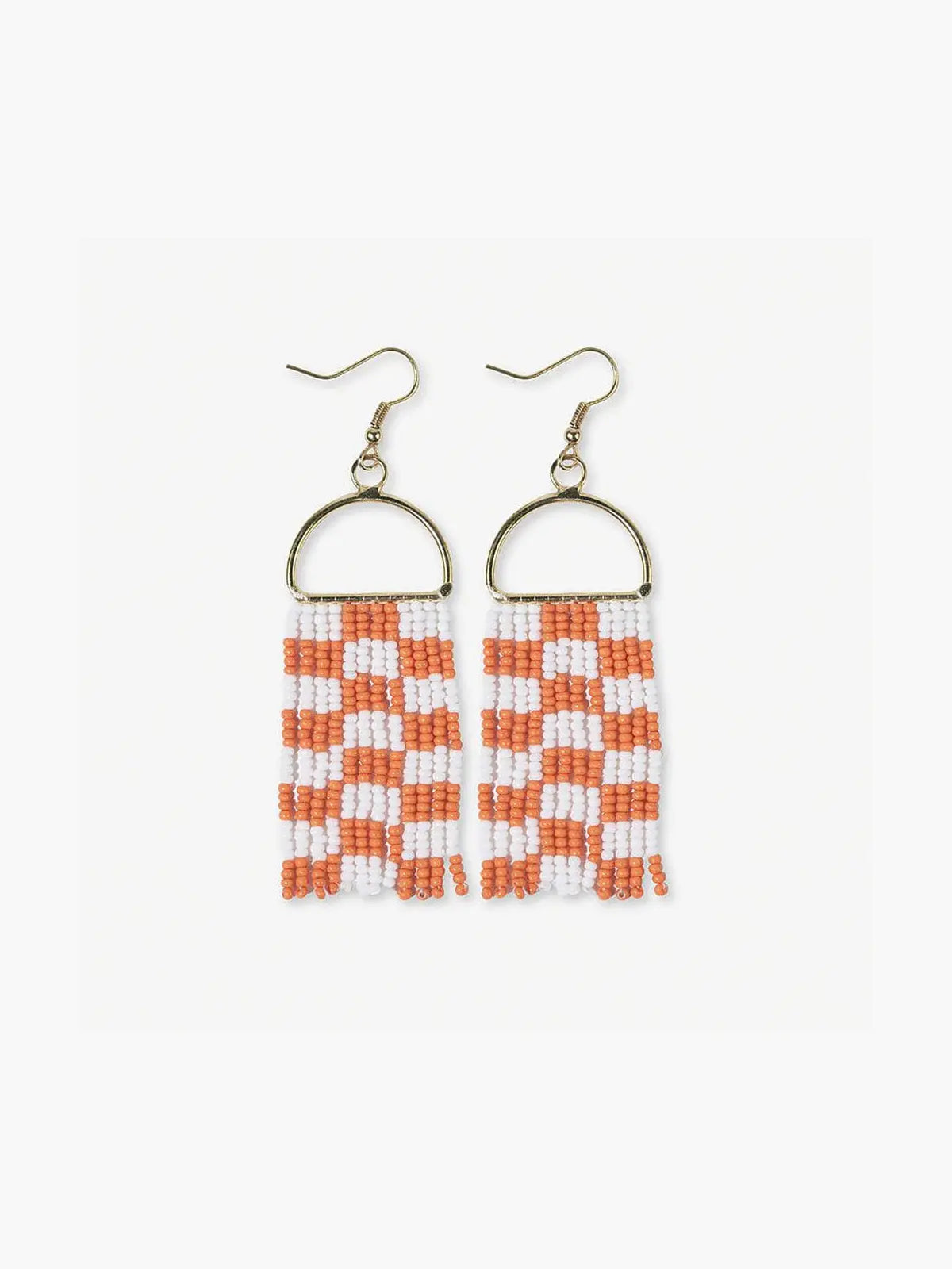 ink & alloy allison checkered beaded fringe earrings orange and white tennessee vols game day