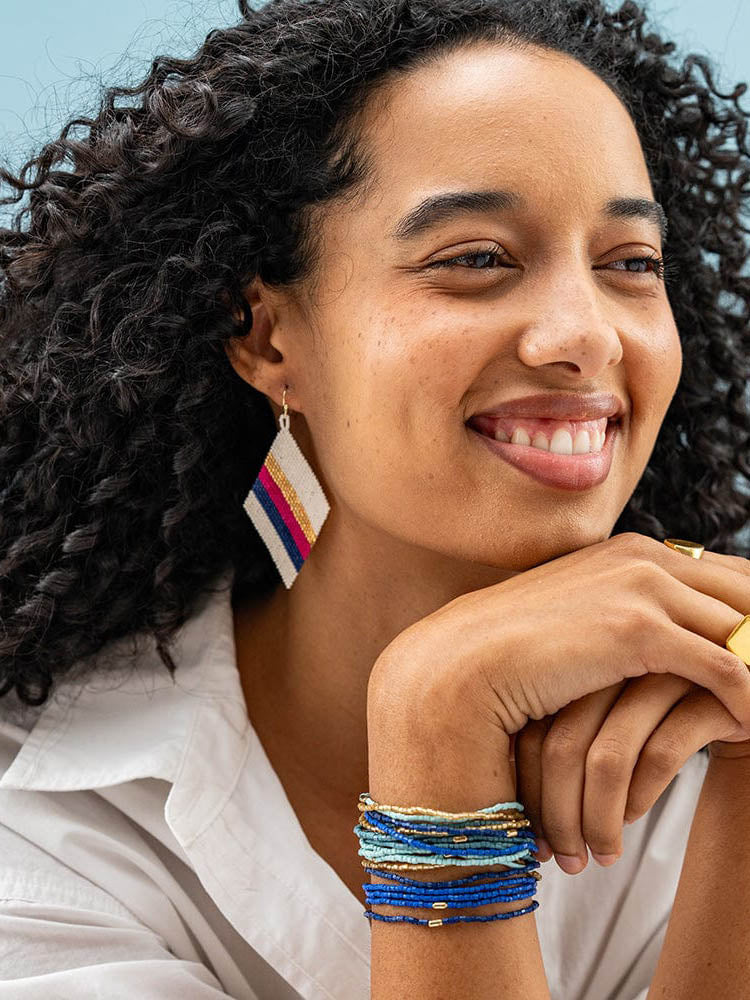 Ink & Alloy Chelsea 18-Strand Luxe Beaded Bracelet Set Blue