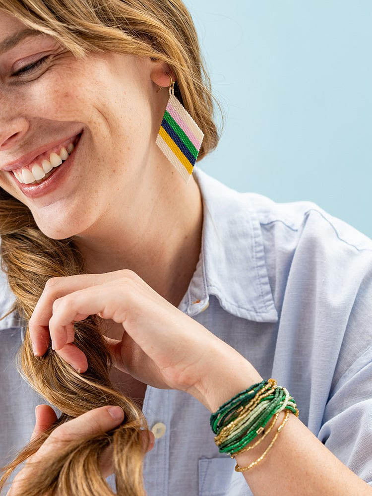 Ink & Alloy Chelsea 18-Strand Luxe Beaded Bracelet Set Green