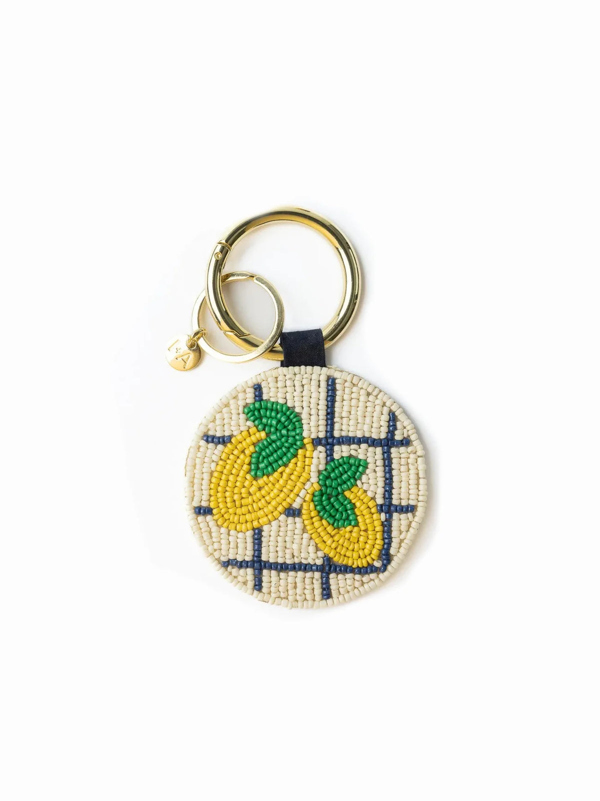 Ink & Alloy Kelsey Lemons Seed Bead Bag Charm Key Chain Yellow Ivory