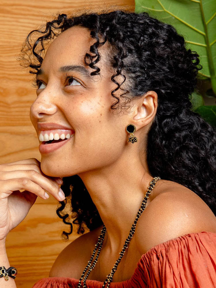 Ink & Alloy Kimberly Enamel Earrings Black