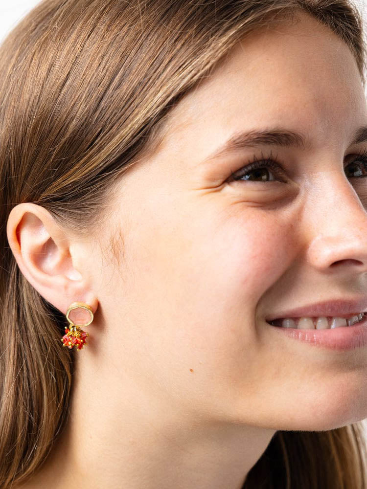 Ink & Alloy Kimberly Enamel Earrings Coral