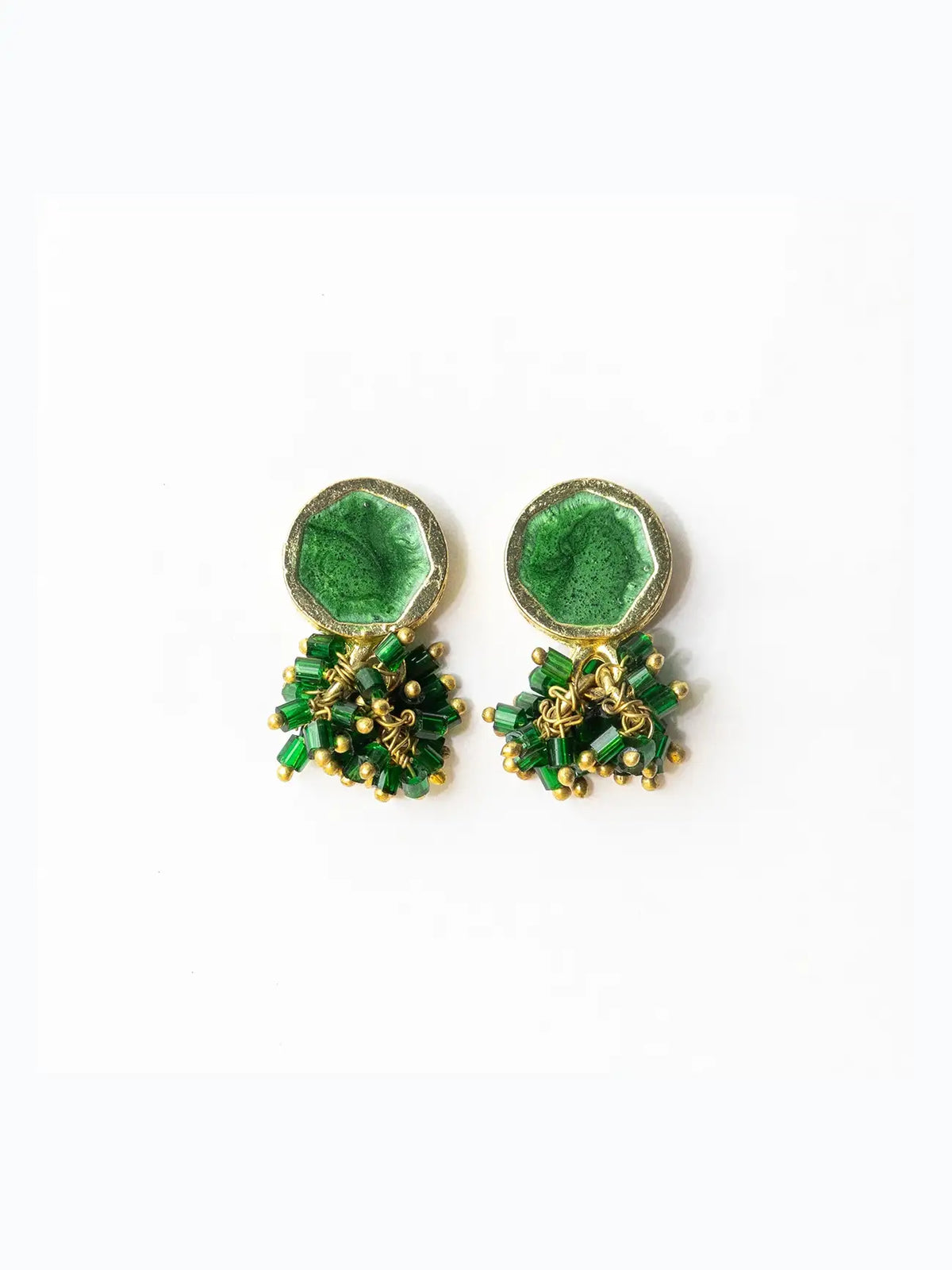 Ink & Alloy Kimberly Enamel Earrings Green Leaf