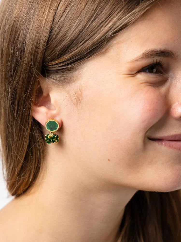 Ink & Alloy Kimberly Enamel Earrings Green Leaf