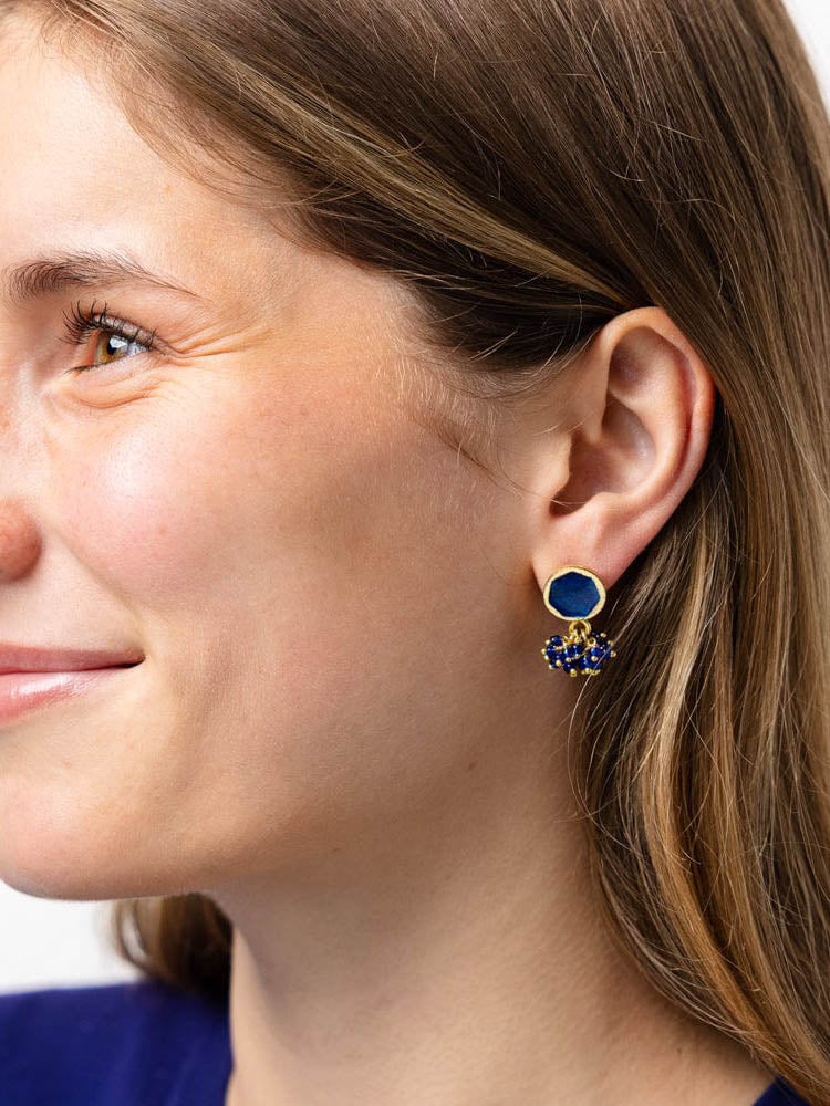 Ink & Alloy Kimberly Enamel Earrings Royal Blue