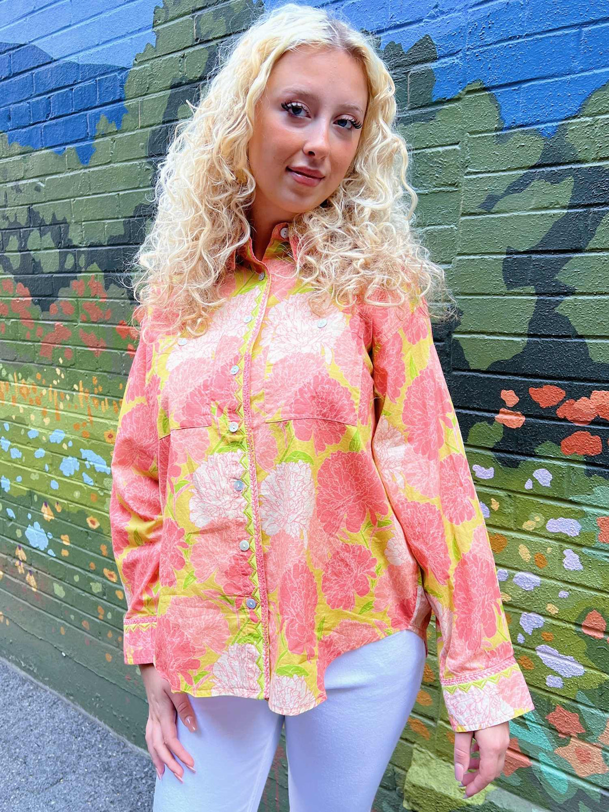 Ivy Jane Blooms A Plenty Shirt coral 