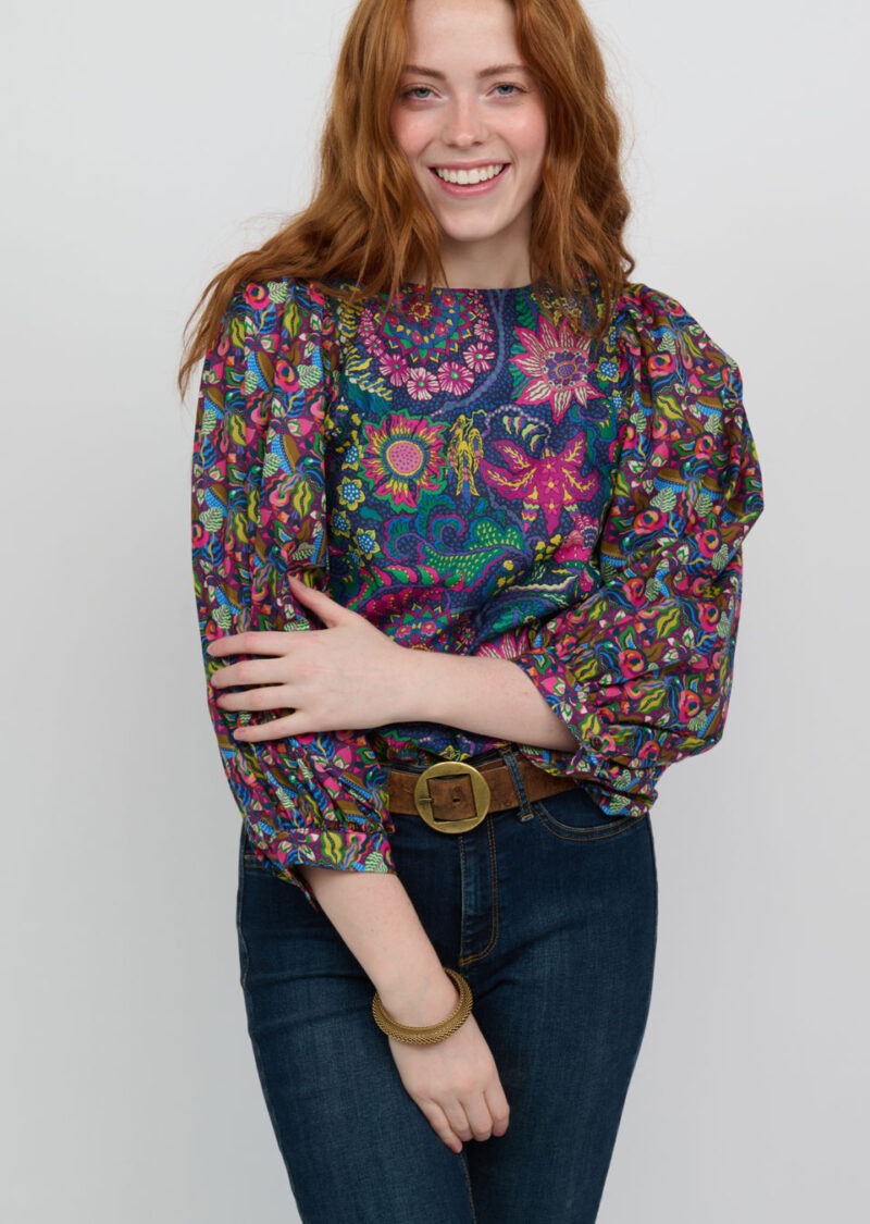 ivy jane botanica top in blue-front