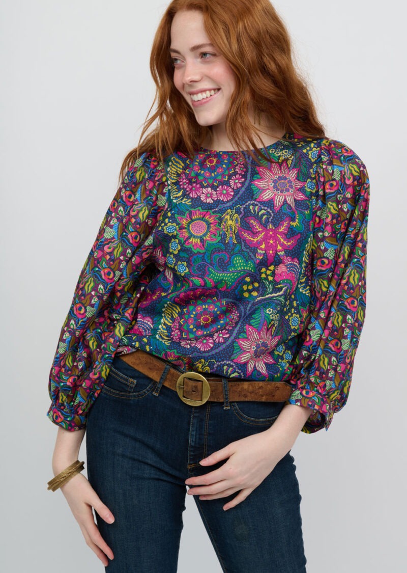 ivy jane botanica top in blue-front