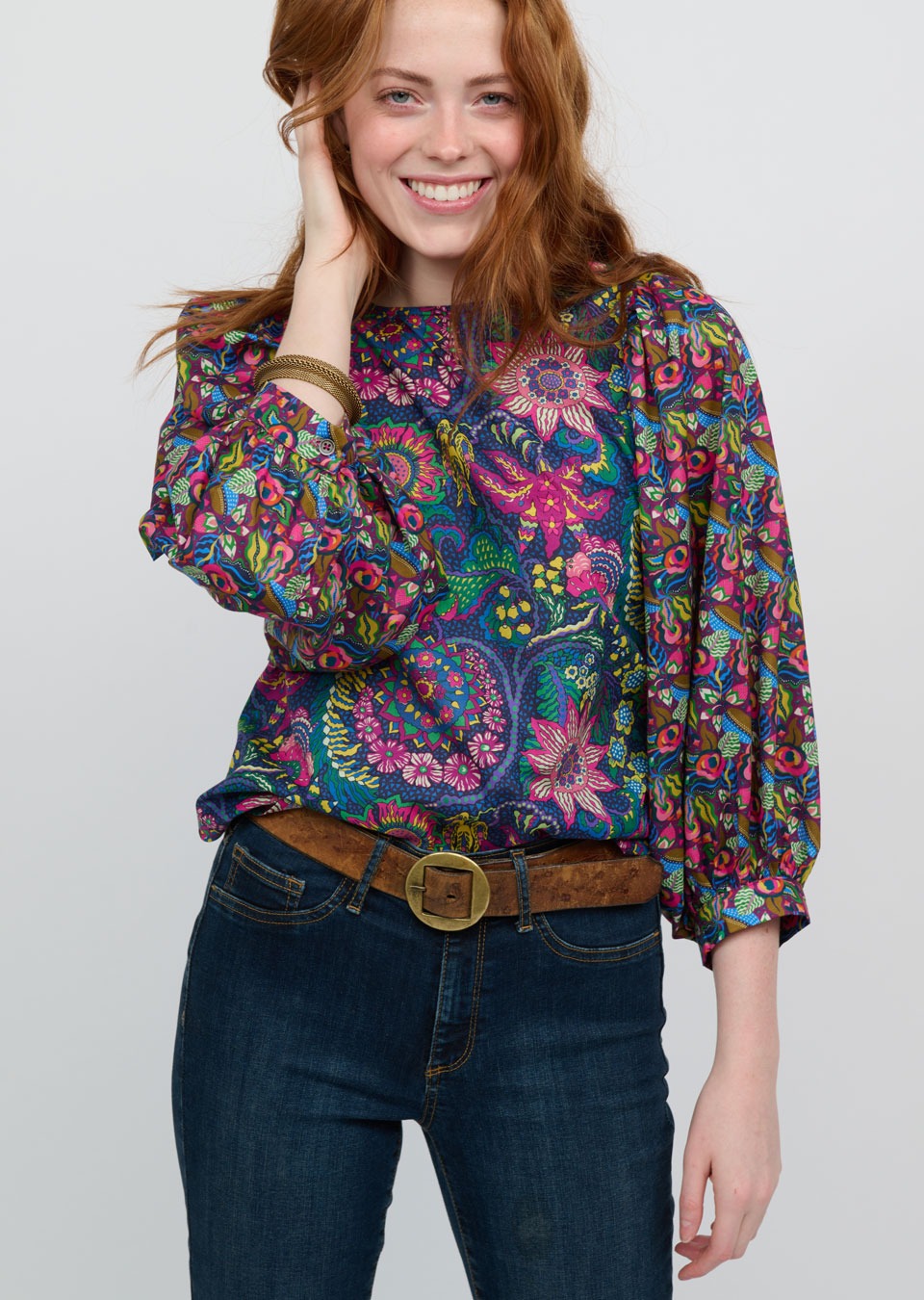 ivy jane botanica top in blue-front