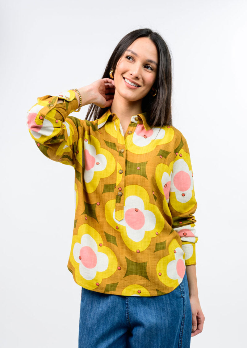 ivy jane daisy embroidered popover shirt