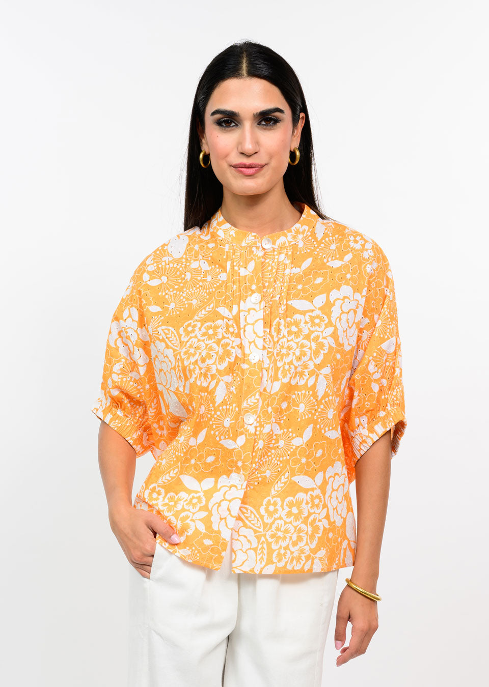 Ivy Jane Eyelet Poncho Top tangerine 