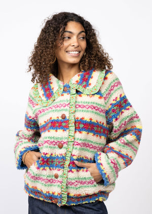 Ivy Jane Fair Isle Sherpa Jacket ivory