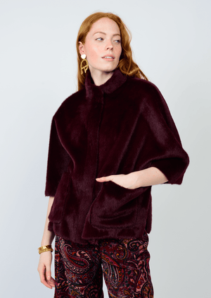 Ivy Jane Faux Capelet Jacket wine 