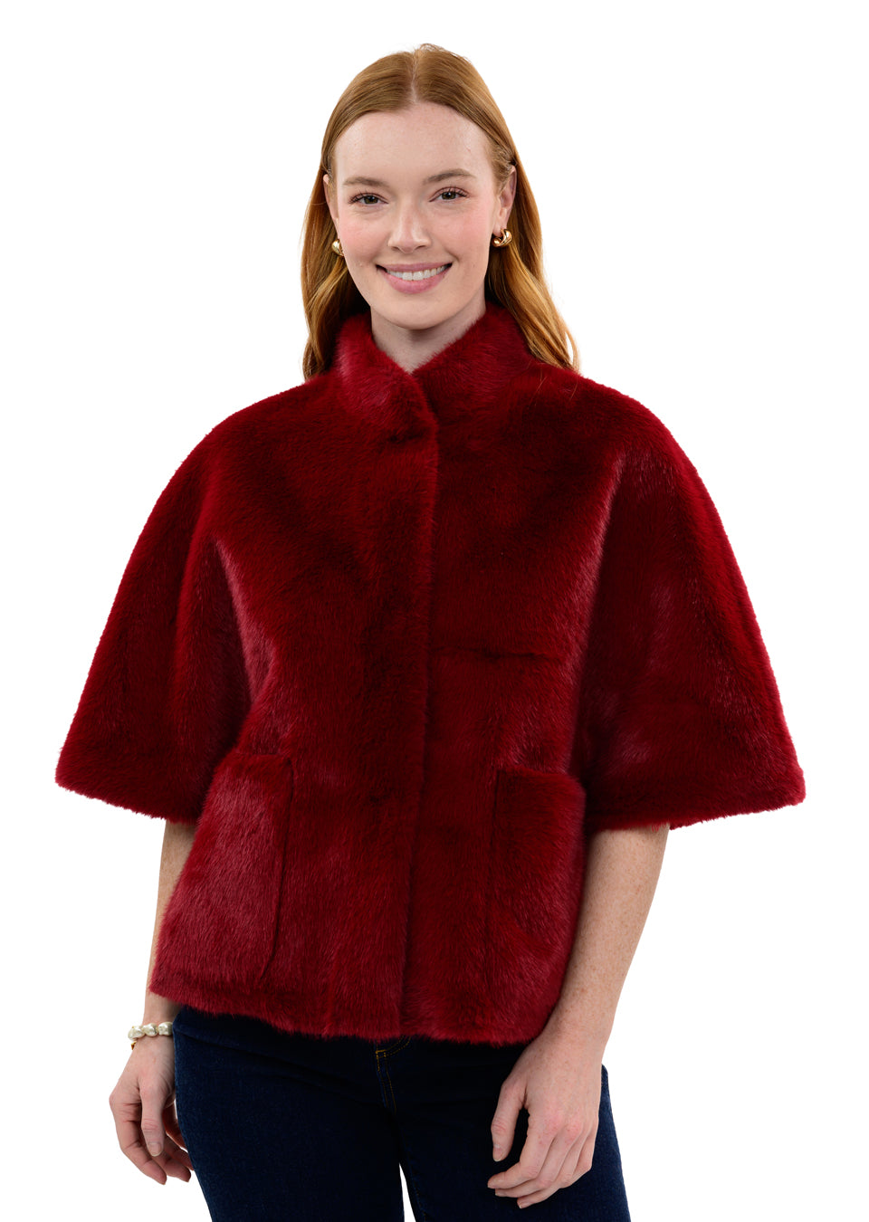 Ivy Jane Faux Fur Capelet scarlet 