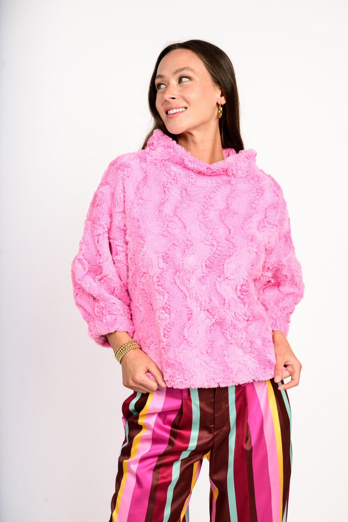 Ivy Jane Faux Fur Popover candy
