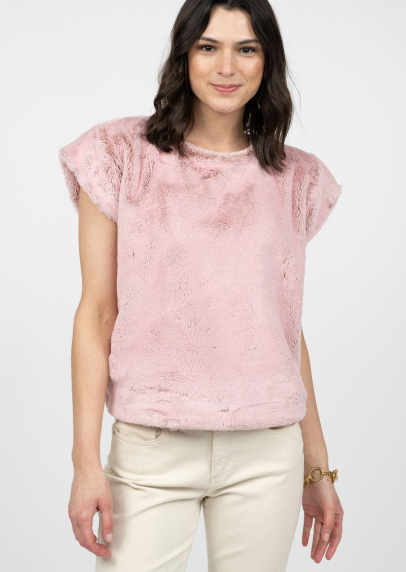 Ivy Jane Fur Tee Popover in cedarwood-front